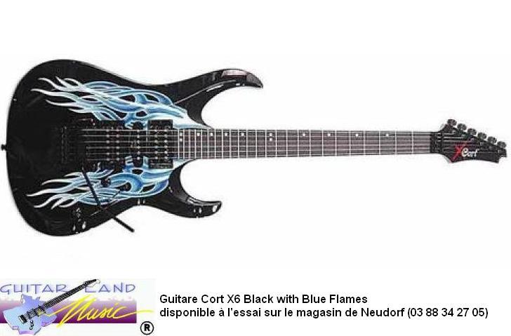 Guitare Cort X6 Noir Blue Flames
